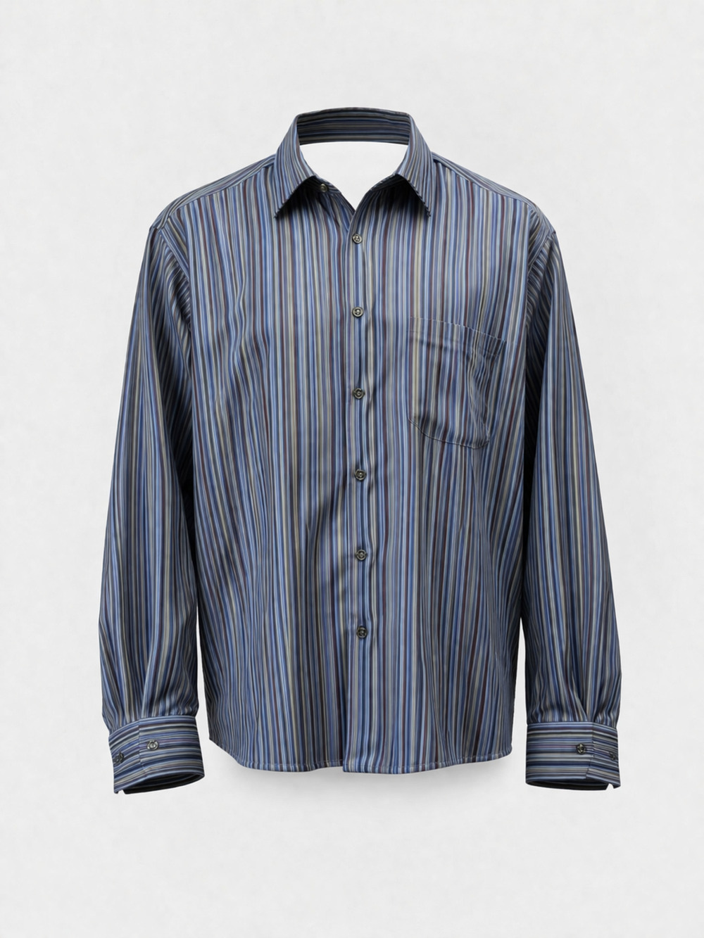 Pronto Uomo Navy Blue Striped Non Iron Cotton Dress Shirt Classic Fit Mens XXL
